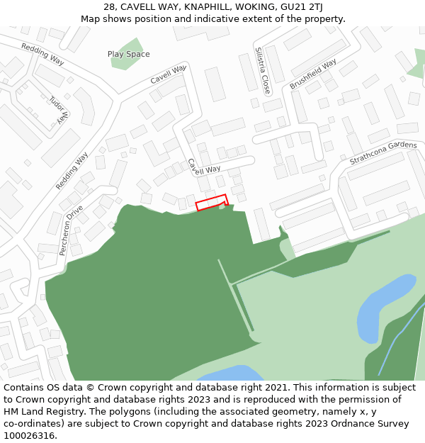 28, CAVELL WAY, KNAPHILL, WOKING, GU21 2TJ: Location map and indicative extent of plot