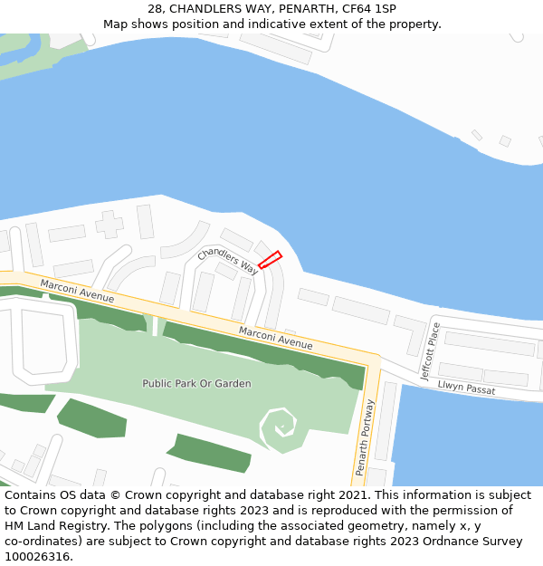 28, CHANDLERS WAY, PENARTH, CF64 1SP: Location map and indicative extent of plot