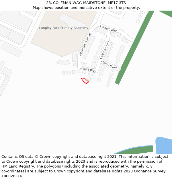 28, COLEMAN WAY, MAIDSTONE, ME17 3TS: Location map and indicative extent of plot