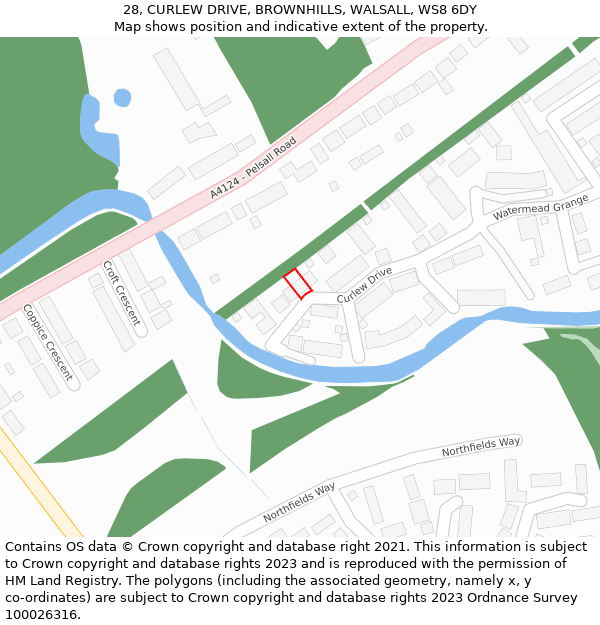 28, CURLEW DRIVE, BROWNHILLS, WALSALL, WS8 6DY: Location map and indicative extent of plot