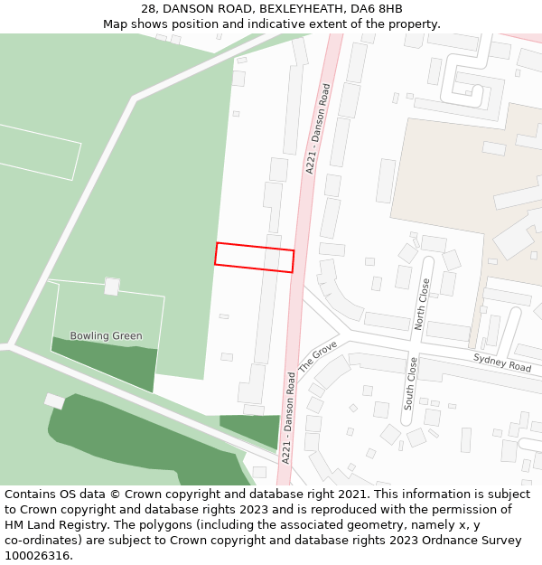 28, DANSON ROAD, BEXLEYHEATH, DA6 8HB: Location map and indicative extent of plot