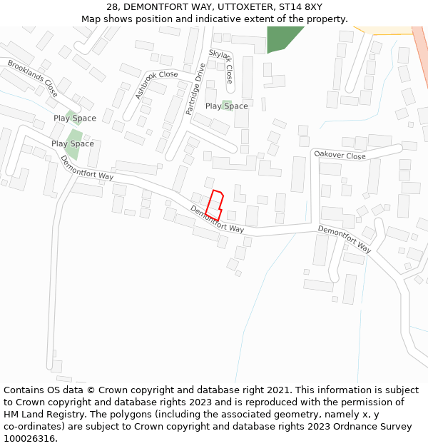28, DEMONTFORT WAY, UTTOXETER, ST14 8XY: Location map and indicative extent of plot