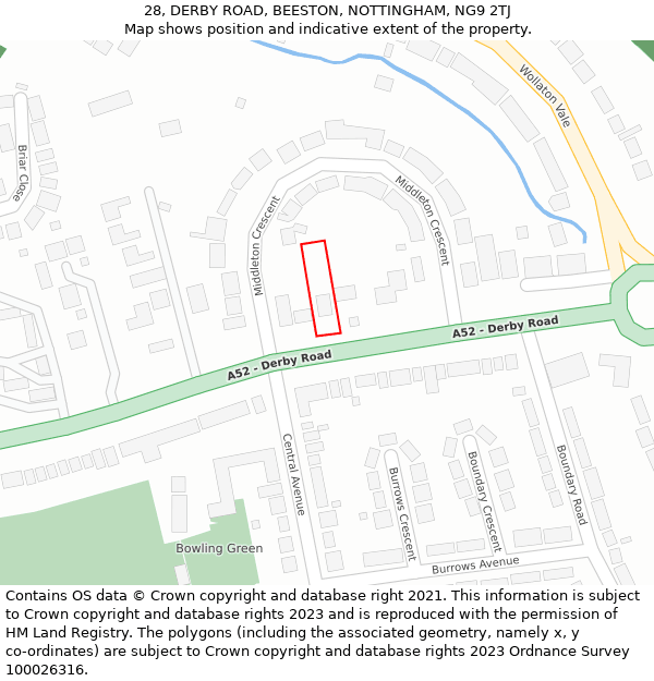 28, DERBY ROAD, BEESTON, NOTTINGHAM, NG9 2TJ: Location map and indicative extent of plot