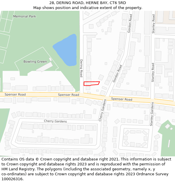 28, DERING ROAD, HERNE BAY, CT6 5RD: Location map and indicative extent of plot