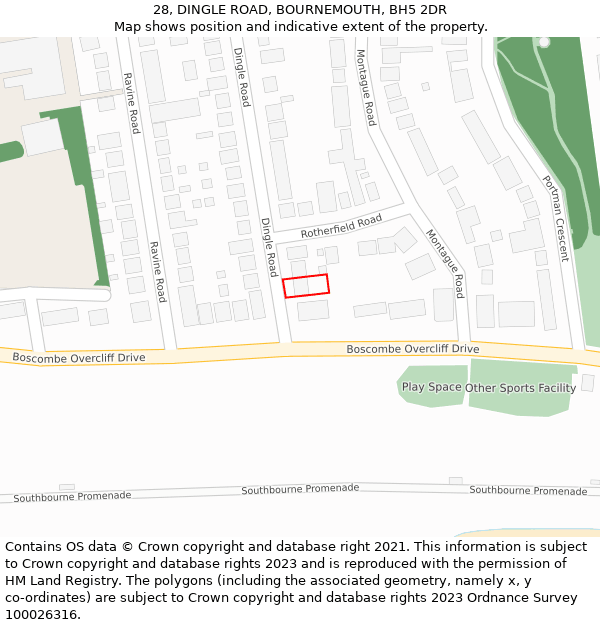 28, DINGLE ROAD, BOURNEMOUTH, BH5 2DR: Location map and indicative extent of plot