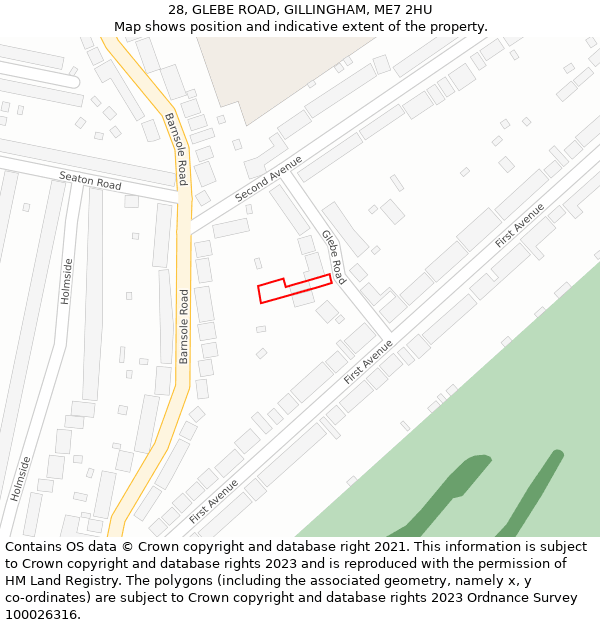 28, GLEBE ROAD, GILLINGHAM, ME7 2HU: Location map and indicative extent of plot