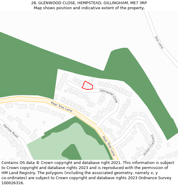 28, GLENWOOD CLOSE, HEMPSTEAD, GILLINGHAM, ME7 3RP: Location map and indicative extent of plot