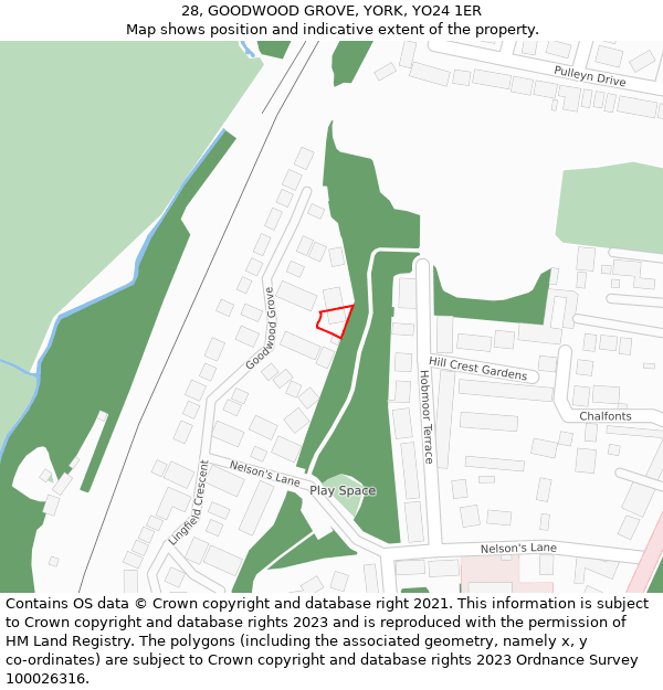 28, GOODWOOD GROVE, YORK, YO24 1ER: Location map and indicative extent of plot