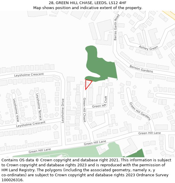 28, GREEN HILL CHASE, LEEDS, LS12 4HF: Location map and indicative extent of plot