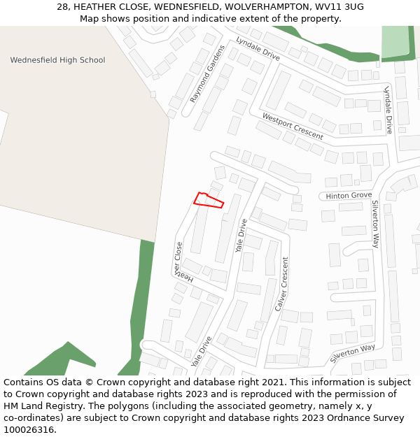 28, HEATHER CLOSE, WEDNESFIELD, WOLVERHAMPTON, WV11 3UG: Location map and indicative extent of plot
