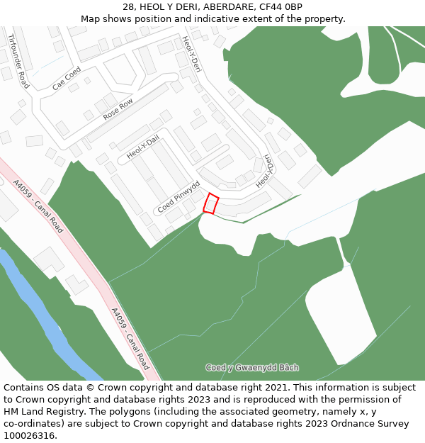 28, HEOL Y DERI, ABERDARE, CF44 0BP: Location map and indicative extent of plot