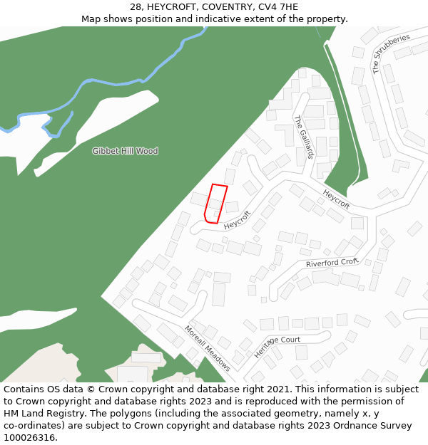 28, HEYCROFT, COVENTRY, CV4 7HE: Location map and indicative extent of plot