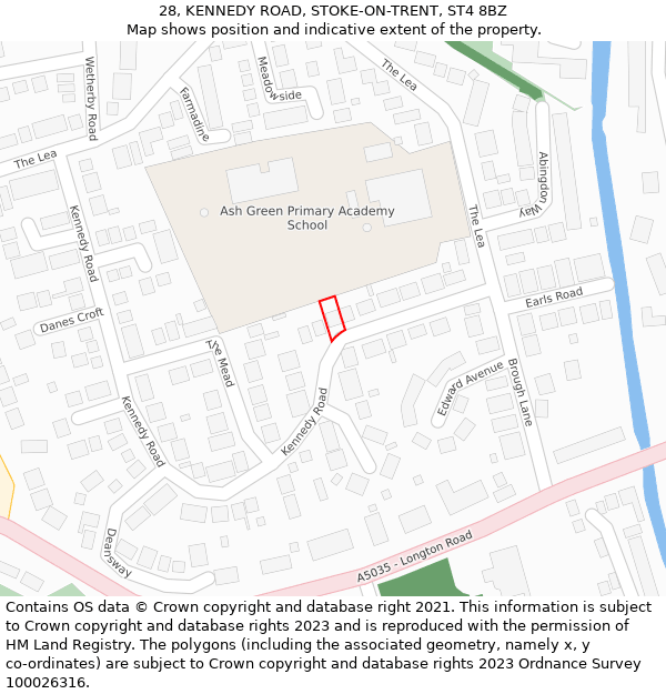 28, KENNEDY ROAD, STOKE-ON-TRENT, ST4 8BZ: Location map and indicative extent of plot
