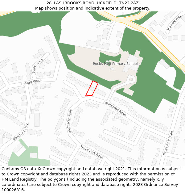 28, LASHBROOKS ROAD, UCKFIELD, TN22 2AZ: Location map and indicative extent of plot