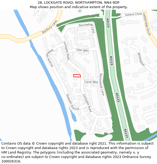 28, LOCKGATE ROAD, NORTHAMPTON, NN4 9DP: Location map and indicative extent of plot