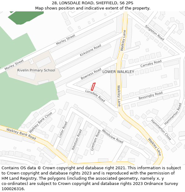 28, LONSDALE ROAD, SHEFFIELD, S6 2PS: Location map and indicative extent of plot