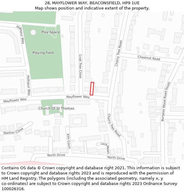 28, MAYFLOWER WAY, BEACONSFIELD, HP9 1UE: Location map and indicative extent of plot