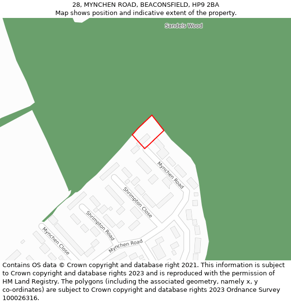 28, MYNCHEN ROAD, BEACONSFIELD, HP9 2BA: Location map and indicative extent of plot