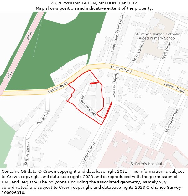 28, NEWNHAM GREEN, MALDON, CM9 6HZ: Location map and indicative extent of plot