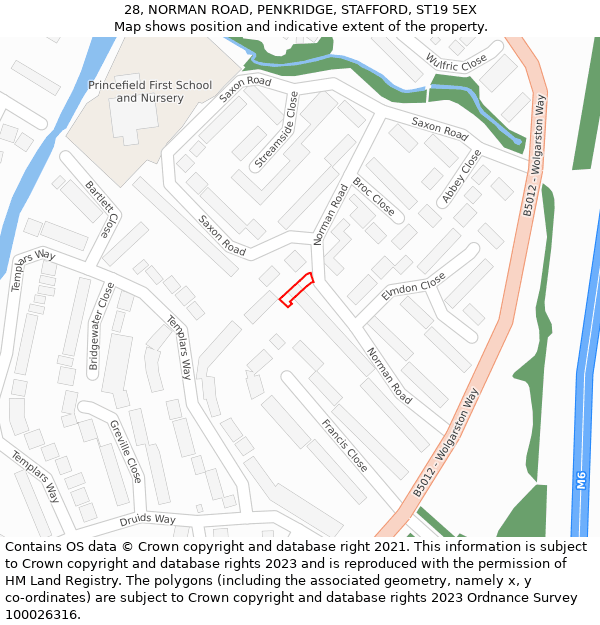 28, NORMAN ROAD, PENKRIDGE, STAFFORD, ST19 5EX: Location map and indicative extent of plot