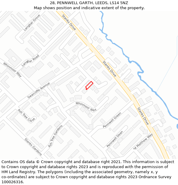 28, PENNWELL GARTH, LEEDS, LS14 5NZ: Location map and indicative extent of plot