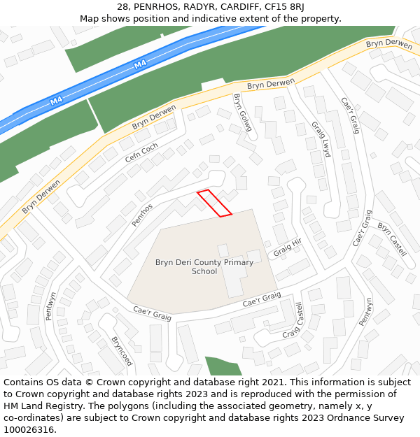 28, PENRHOS, RADYR, CARDIFF, CF15 8RJ: Location map and indicative extent of plot