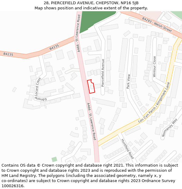 28, PIERCEFIELD AVENUE, CHEPSTOW, NP16 5JB: Location map and indicative extent of plot