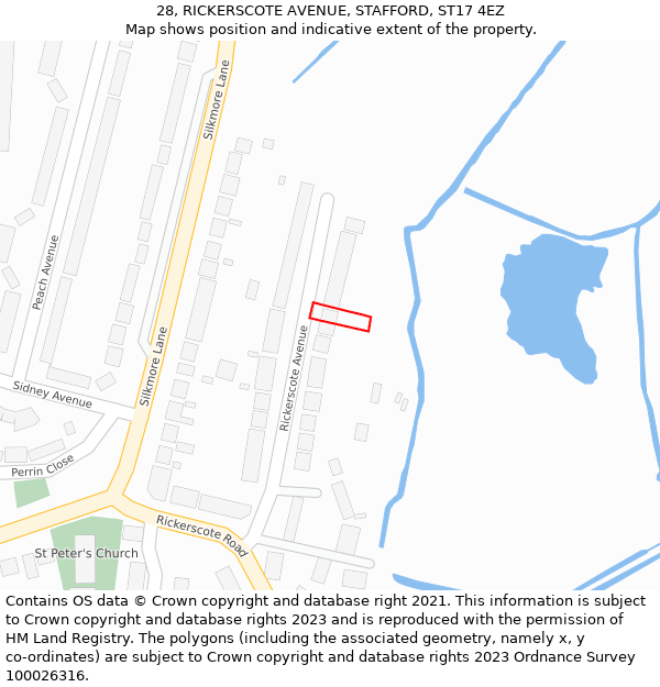 28, RICKERSCOTE AVENUE, STAFFORD, ST17 4EZ: Location map and indicative extent of plot