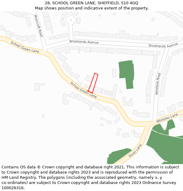 28, SCHOOL GREEN LANE, SHEFFIELD, S10 4GQ: Location map and indicative extent of plot