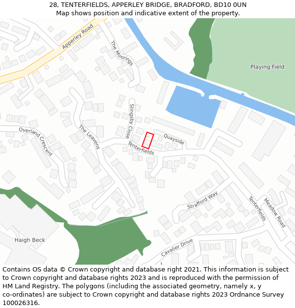 28, TENTERFIELDS, APPERLEY BRIDGE, BRADFORD, BD10 0UN: Location map and indicative extent of plot