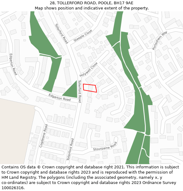 28, TOLLERFORD ROAD, POOLE, BH17 9AE: Location map and indicative extent of plot