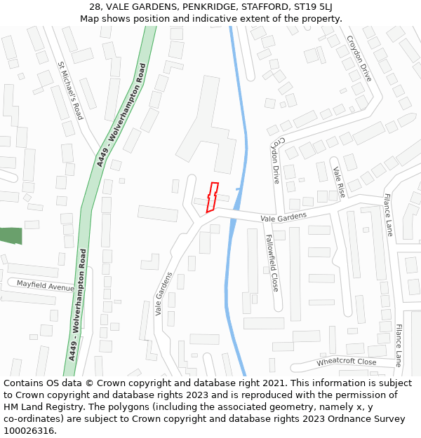 28, VALE GARDENS, PENKRIDGE, STAFFORD, ST19 5LJ: Location map and indicative extent of plot