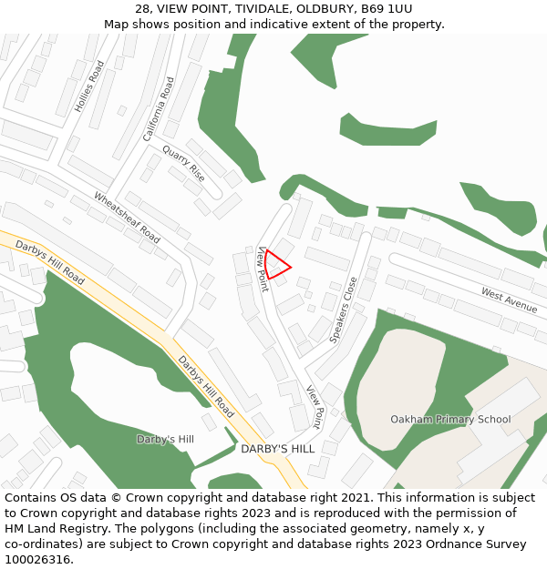 28, VIEW POINT, TIVIDALE, OLDBURY, B69 1UU: Location map and indicative extent of plot