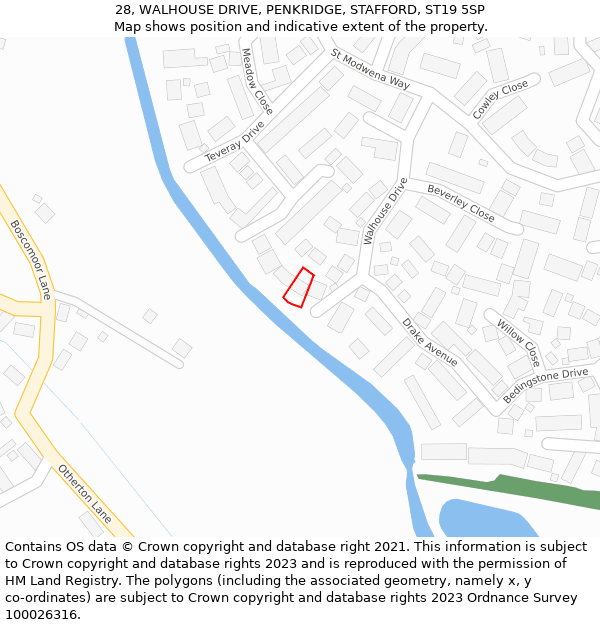 28, WALHOUSE DRIVE, PENKRIDGE, STAFFORD, ST19 5SP: Location map and indicative extent of plot