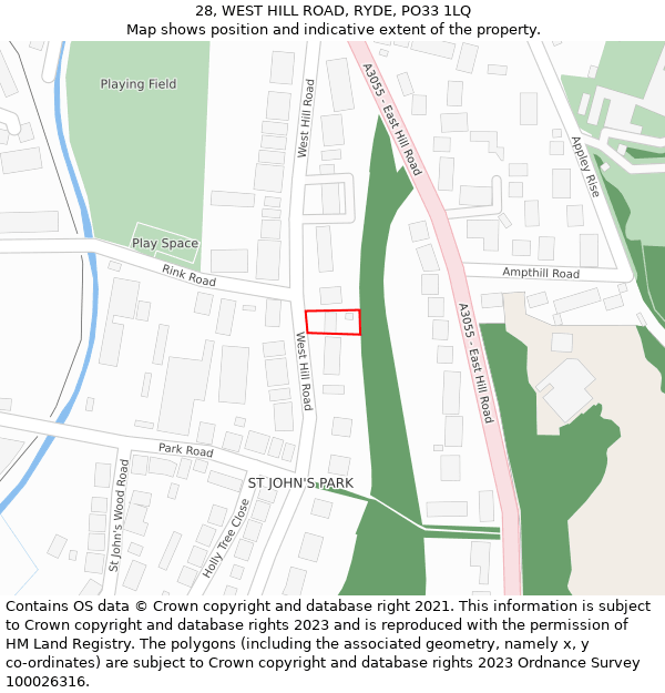 28, WEST HILL ROAD, RYDE, PO33 1LQ: Location map and indicative extent of plot