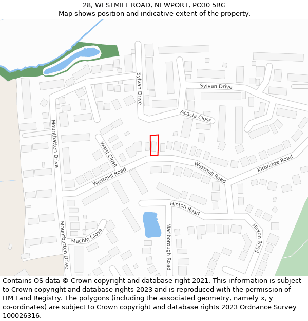 28, WESTMILL ROAD, NEWPORT, PO30 5RG: Location map and indicative extent of plot