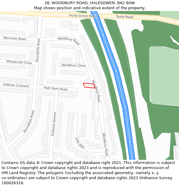 28, WOODBURY ROAD, HALESOWEN, B62 9AW: Location map and indicative extent of plot