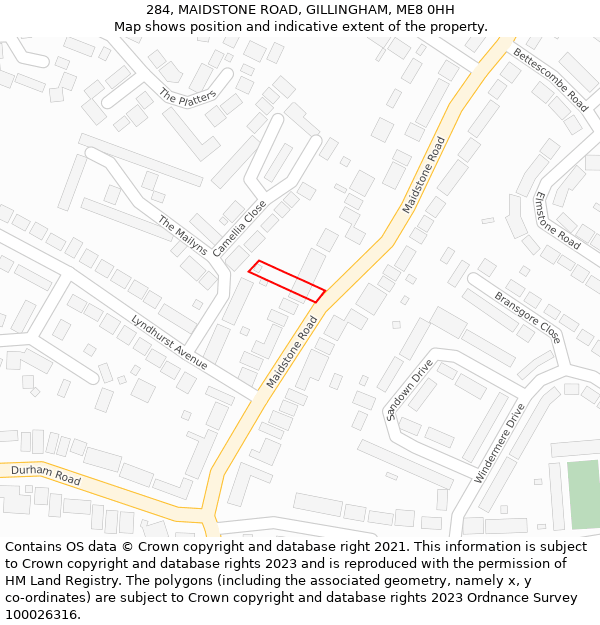 284, MAIDSTONE ROAD, GILLINGHAM, ME8 0HH: Location map and indicative extent of plot