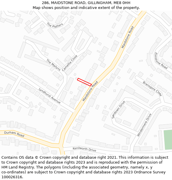 286, MAIDSTONE ROAD, GILLINGHAM, ME8 0HH: Location map and indicative extent of plot