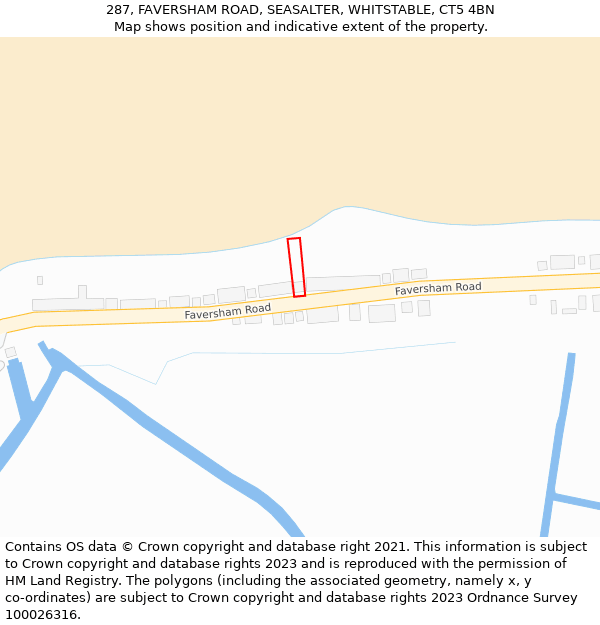 287, FAVERSHAM ROAD, SEASALTER, WHITSTABLE, CT5 4BN: Location map and indicative extent of plot