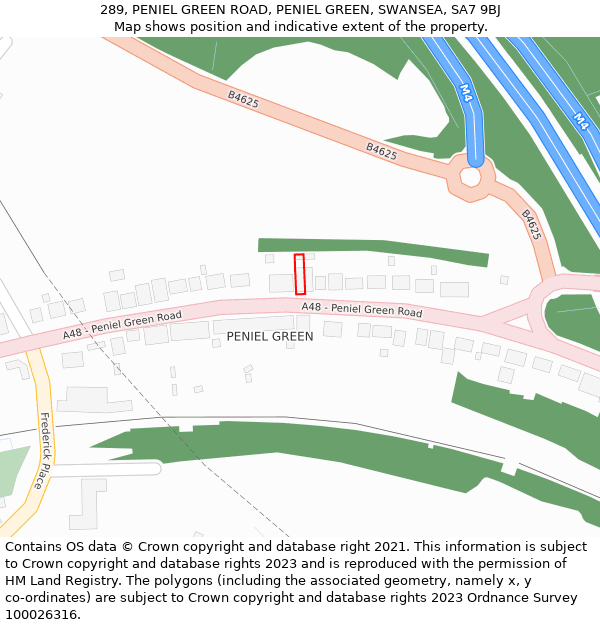 289, PENIEL GREEN ROAD, PENIEL GREEN, SWANSEA, SA7 9BJ: Location map and indicative extent of plot