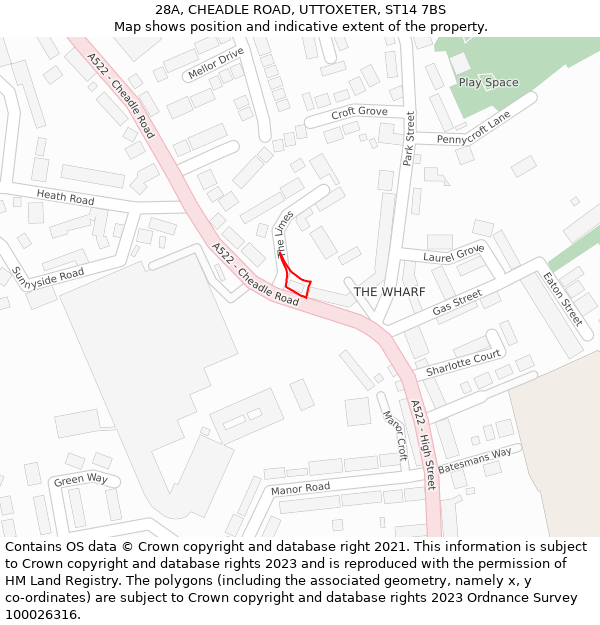 28A, CHEADLE ROAD, UTTOXETER, ST14 7BS: Location map and indicative extent of plot