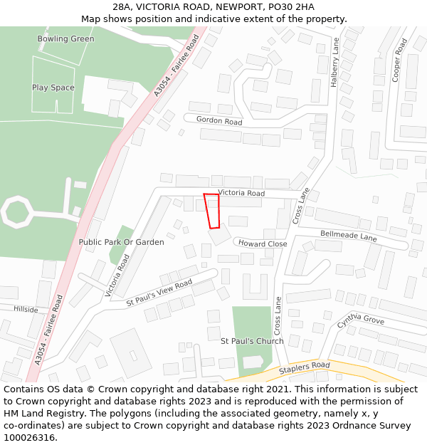 28A, VICTORIA ROAD, NEWPORT, PO30 2HA: Location map and indicative extent of plot