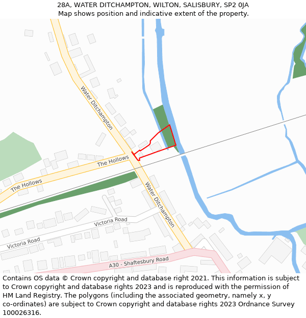 28A, WATER DITCHAMPTON, WILTON, SALISBURY, SP2 0JA: Location map and indicative extent of plot