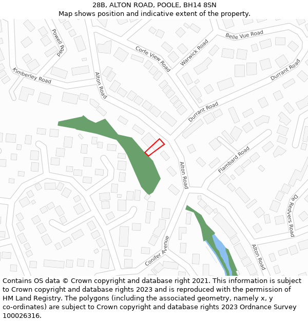 28B, ALTON ROAD, POOLE, BH14 8SN: Location map and indicative extent of plot