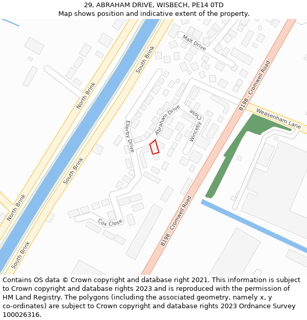 29, ABRAHAM DRIVE, WISBECH, PE14 0TD: Location map and indicative extent of plot