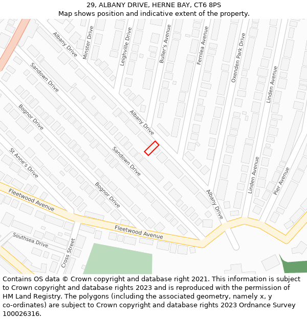 29, ALBANY DRIVE, HERNE BAY, CT6 8PS: Location map and indicative extent of plot