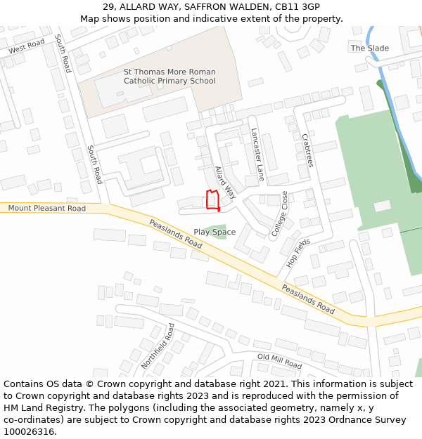 29, ALLARD WAY, SAFFRON WALDEN, CB11 3GP: Location map and indicative extent of plot