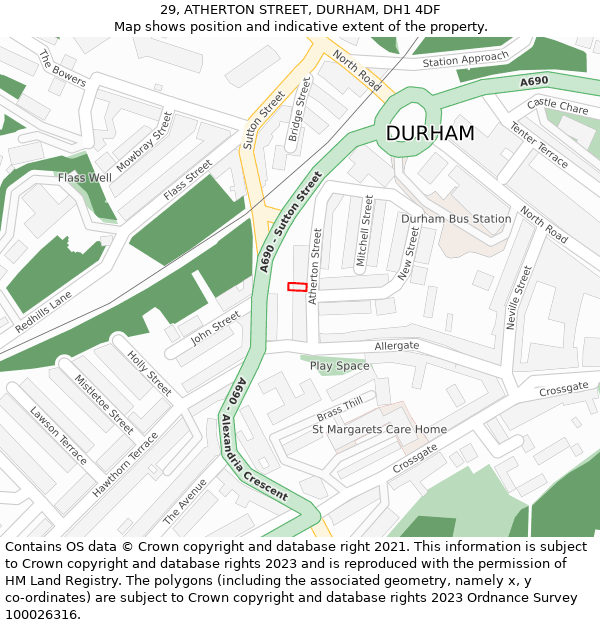 29, ATHERTON STREET, DURHAM, DH1 4DF: Location map and indicative extent of plot