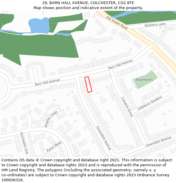 29, BARN HALL AVENUE, COLCHESTER, CO2 8TE: Location map and indicative extent of plot